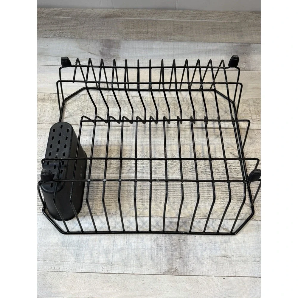 Rubbermaid Black Wire Dish Drainer Rack Silverware Basket Kitchen Sink Drying